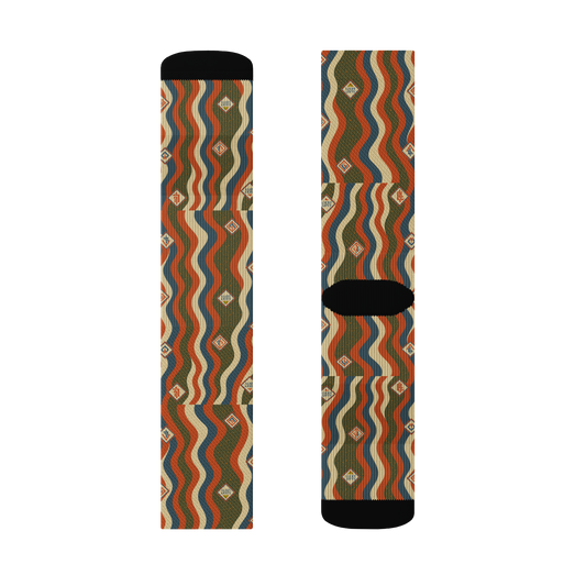 ð Burnt Orange and Olive Wavy Crew Socks (100% off)