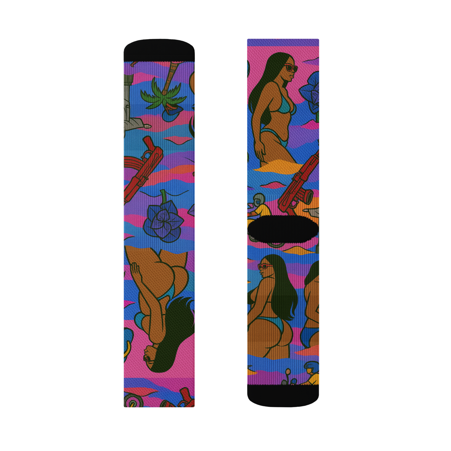 ð Pink and Purple Brazilian Floral Crew Socks (100% off)