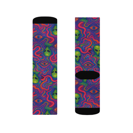 ð Pink and Purple Alien Eye Crew Socks (100% off)