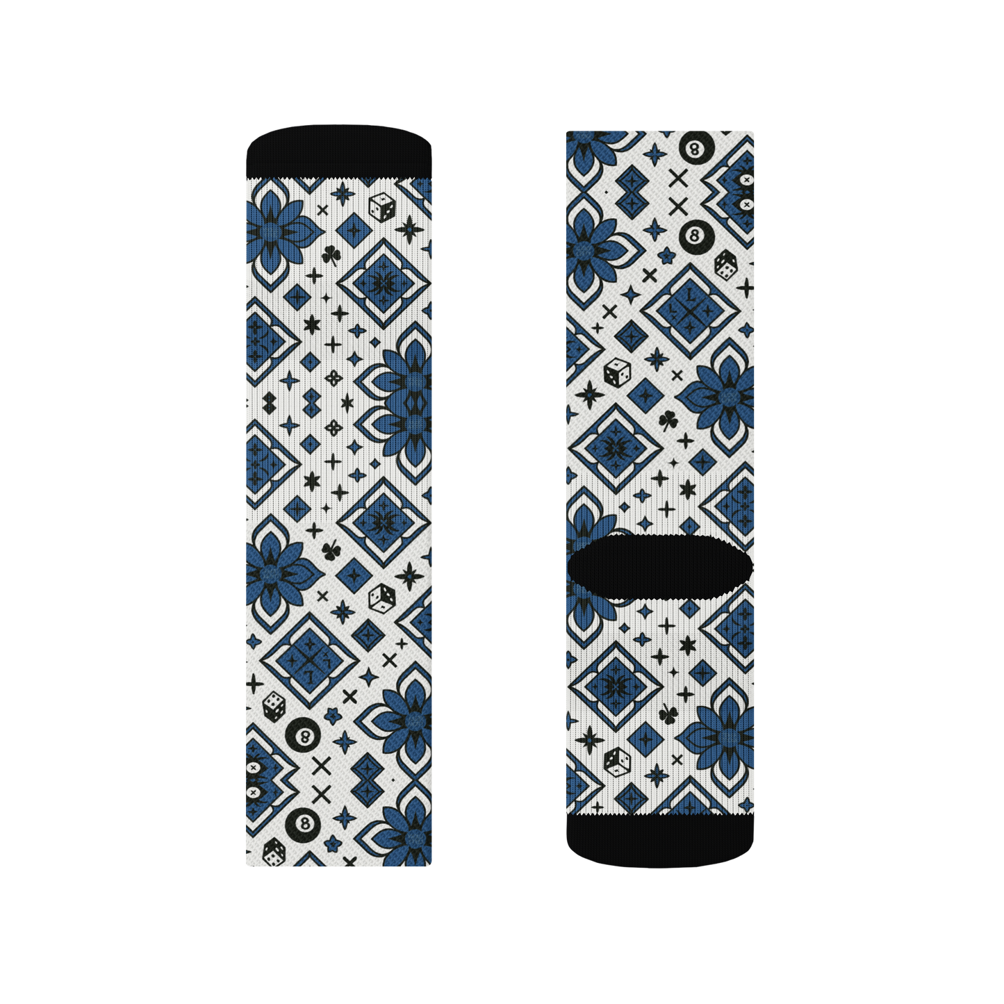 ð Eight Ball Diamond Floral Crew Socks (100% off)