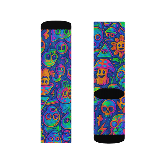 ð Neon Skulls and Characters Crew Socks (100% off)