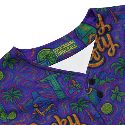 Purple Brazilian Psychedelic Design Baseball Jersey