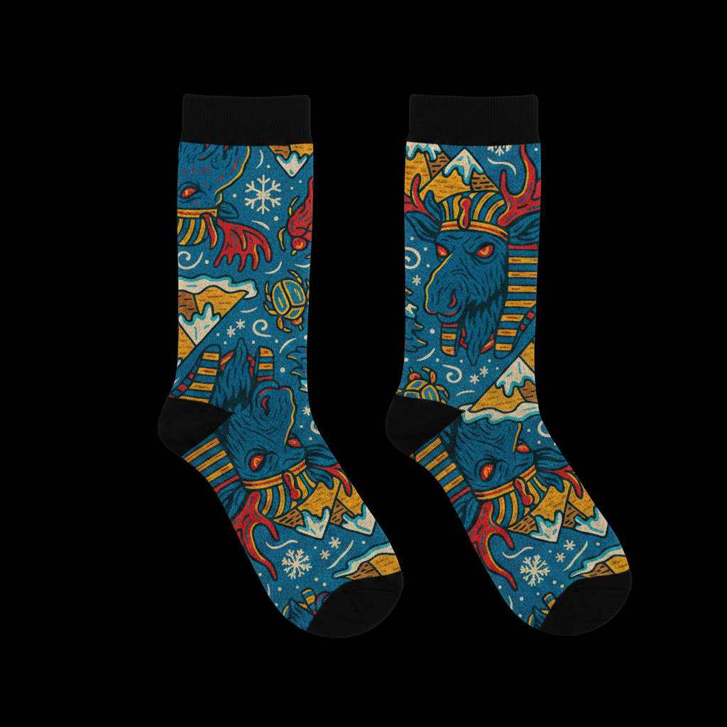 Blue Moose Pharaoh Crew Socks — Dark Editorial