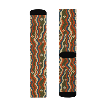 🎁 Burnt Orange and Olive Wavy Crew Socks (100% off)