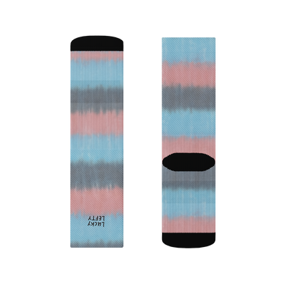 🎁 Pink, Grey and Light Blue Tie-dye Striped Socks (100% off)