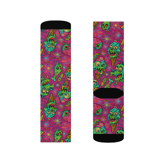 🎁 Neon Pink Zombie Carnival Crew Socks (100% off)