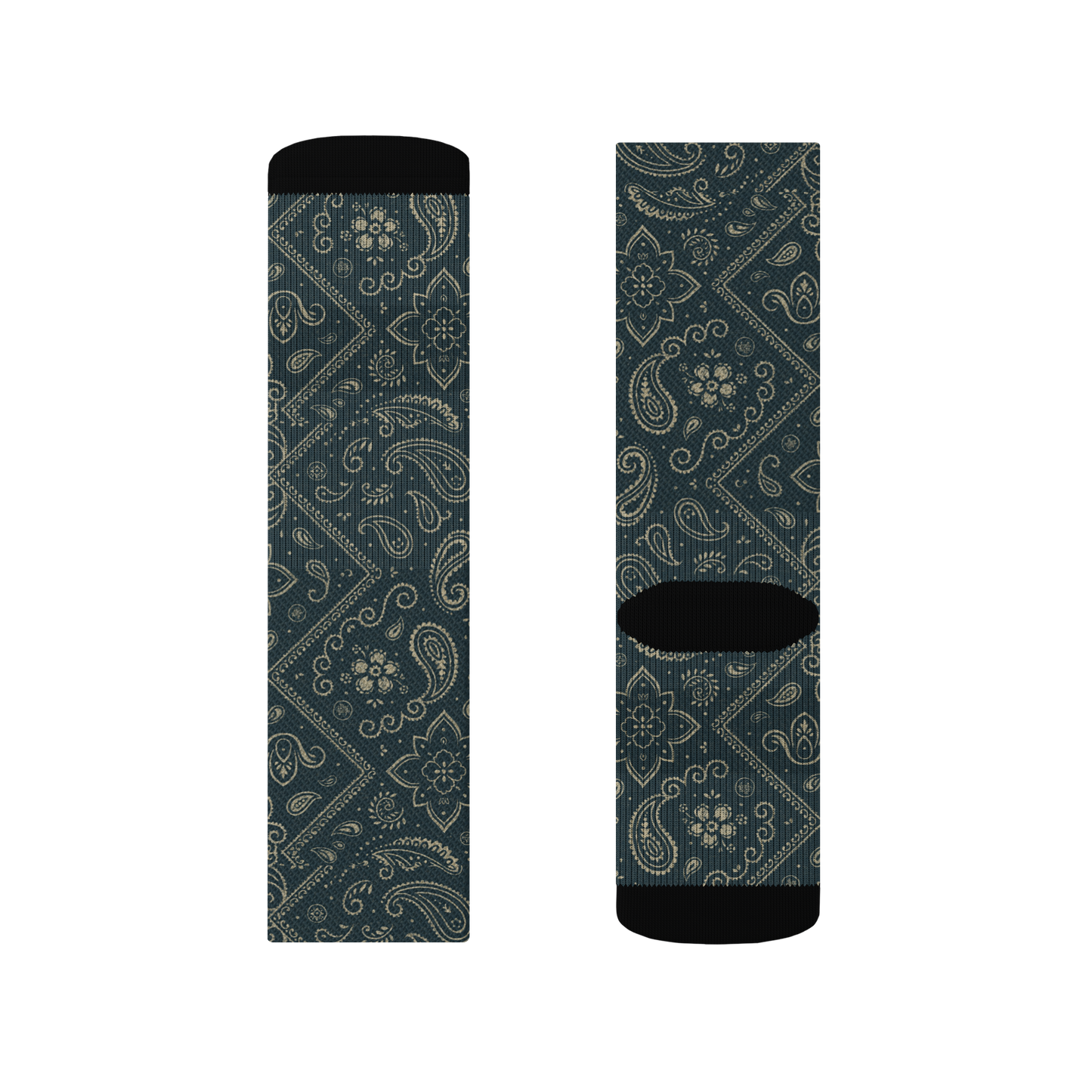 🎁 Dark Teal Paisley Crew Socks (100% off)