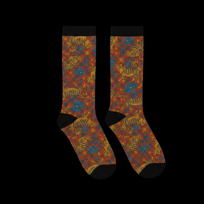 Tiger Floral Crew Socks — Dark Editorial